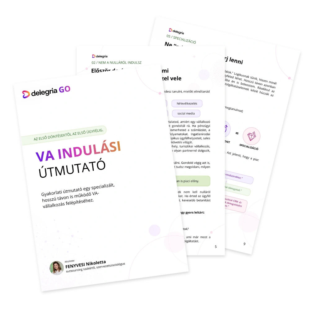 A VA indulási útmutató borítója és oldalai